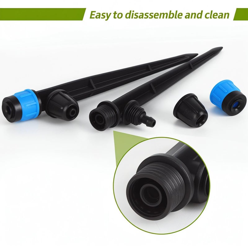 Hakioi Drip Emitters for 1/4" Drip Irrigation Tubing 25 pcs Adjustable 360 Degree Fan Shape Water Flow Irrigation Drippers with Lock Barbed Irrigation Drip Heads Drip Spray Emitters for Flower Plants Garden - Image 4